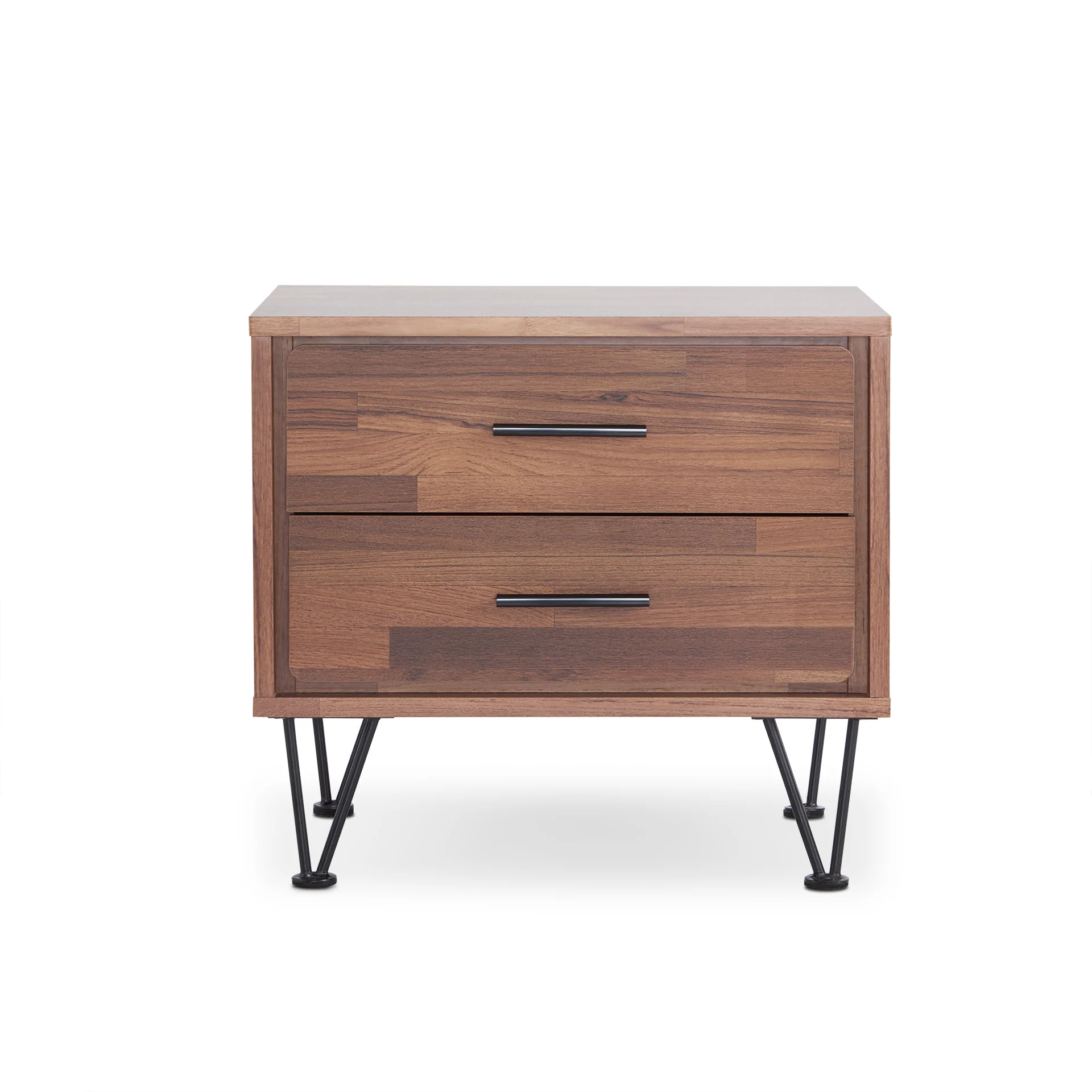 2 Walnut Wooden Drawer Nightstand By Homeroots - Image 3