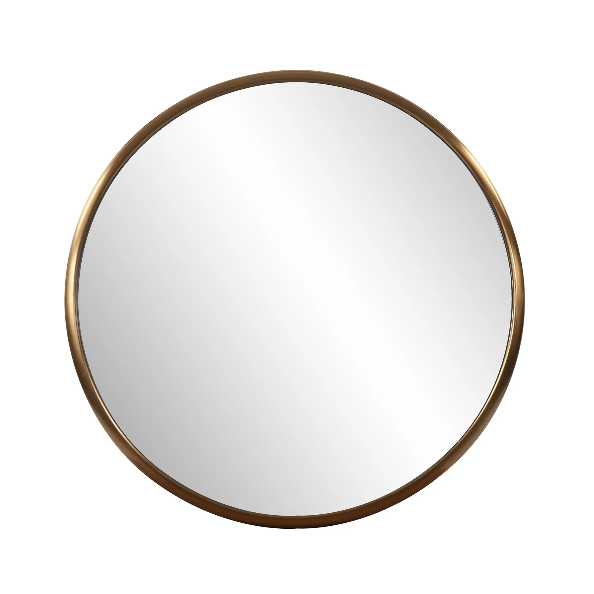 20" Antiqued Brushed Brass Round Wall Mirror By Homeroots - Image 2