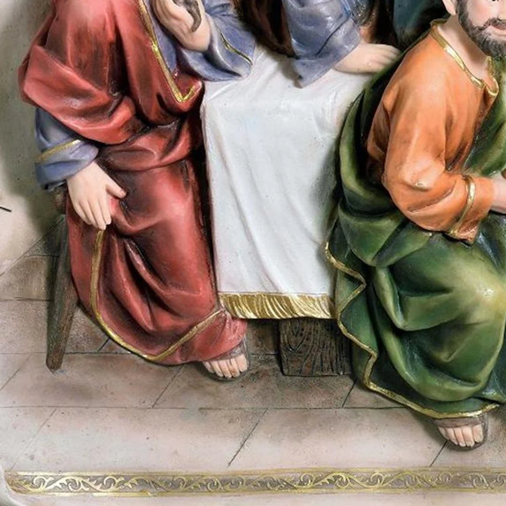 20" Black And Beige Polyresin Last Supper Decorative Plaque Sculpture By Homeroots - Image 4
