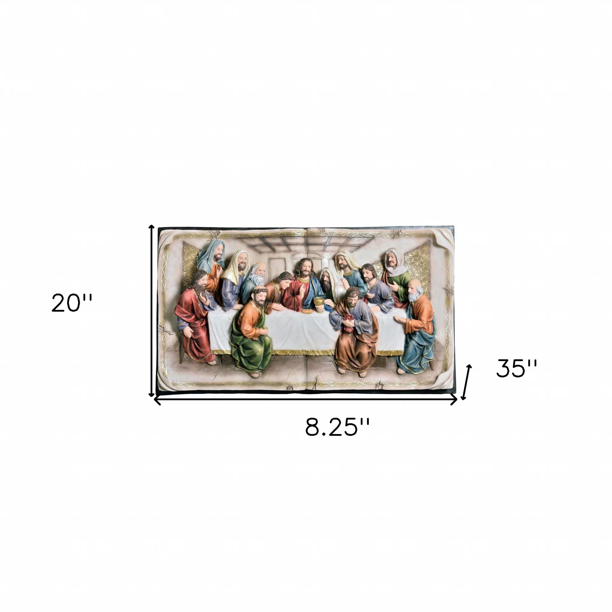 20" Black And Beige Polyresin Last Supper Decorative Plaque Sculpture By Homeroots - Image 5