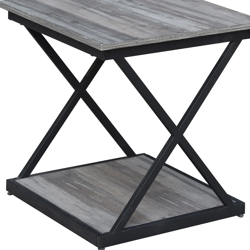 20" Black And Brown Manufactured Wood Square End Table By Homeroots - Image 4