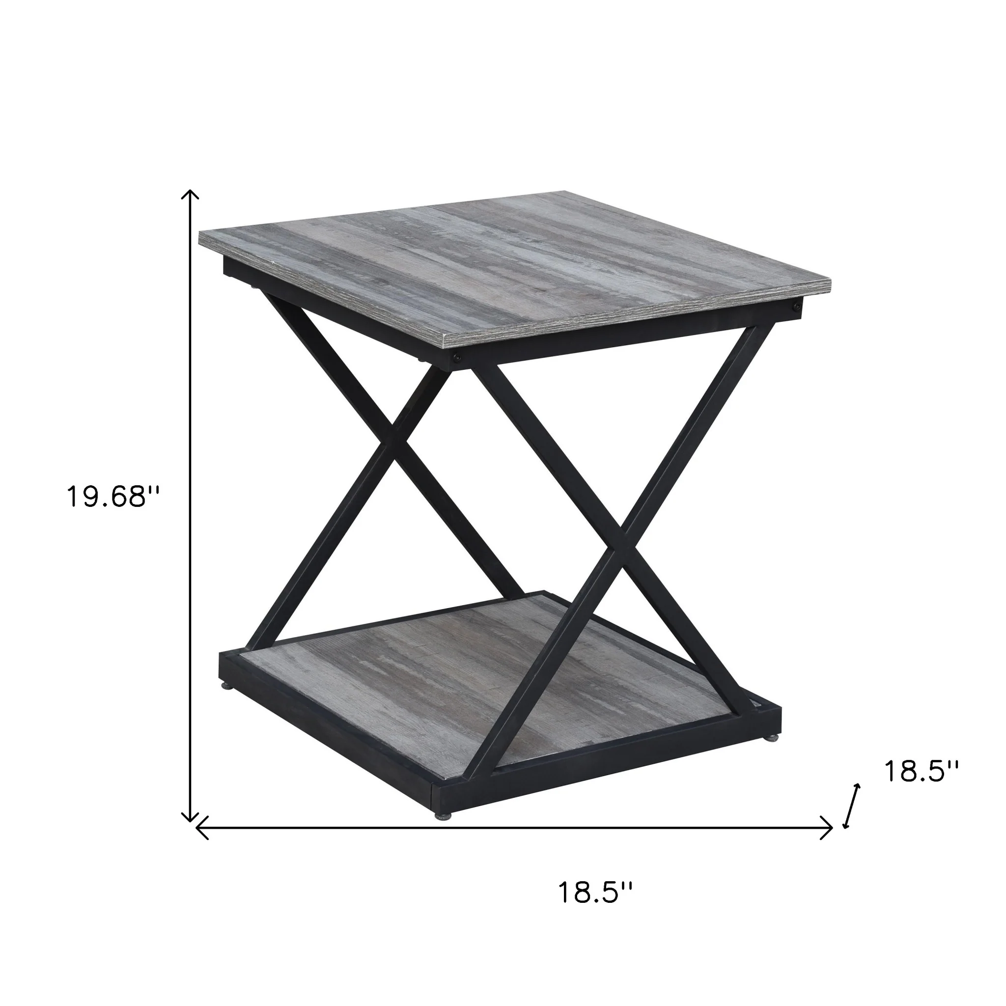 20" Black And Brown Manufactured Wood Square End Table By Homeroots - Image 5