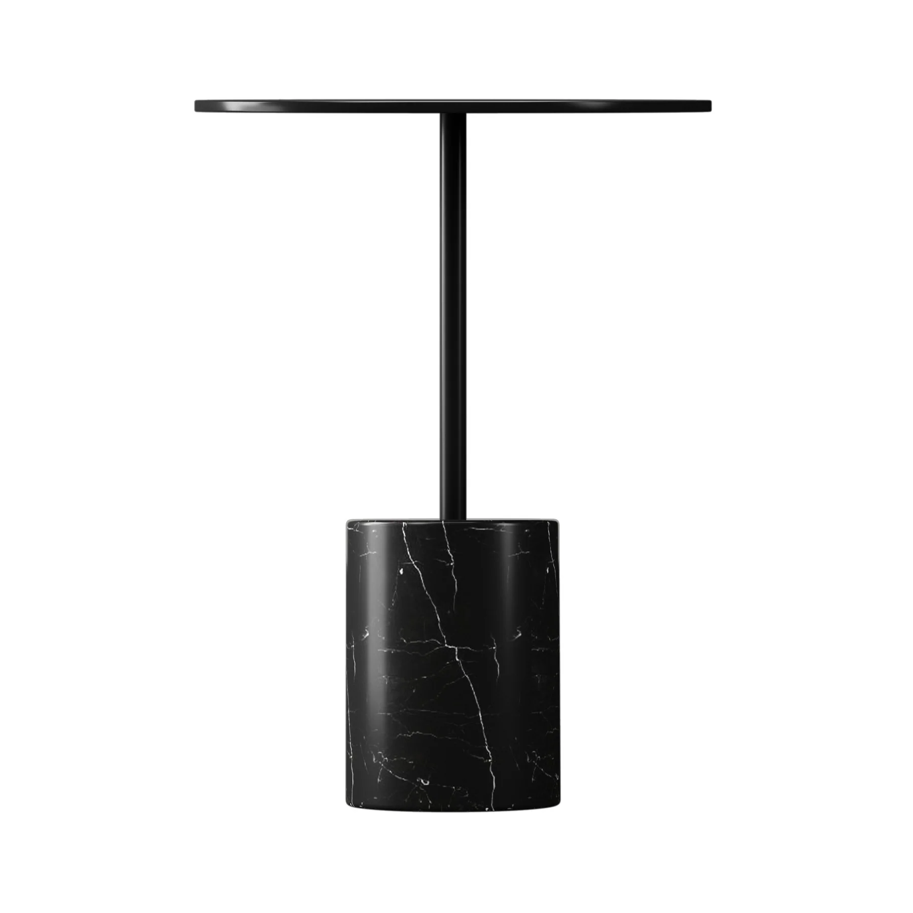 20" Black Steel and Marble Round Pedestal End Table By Homeroots - Image 2