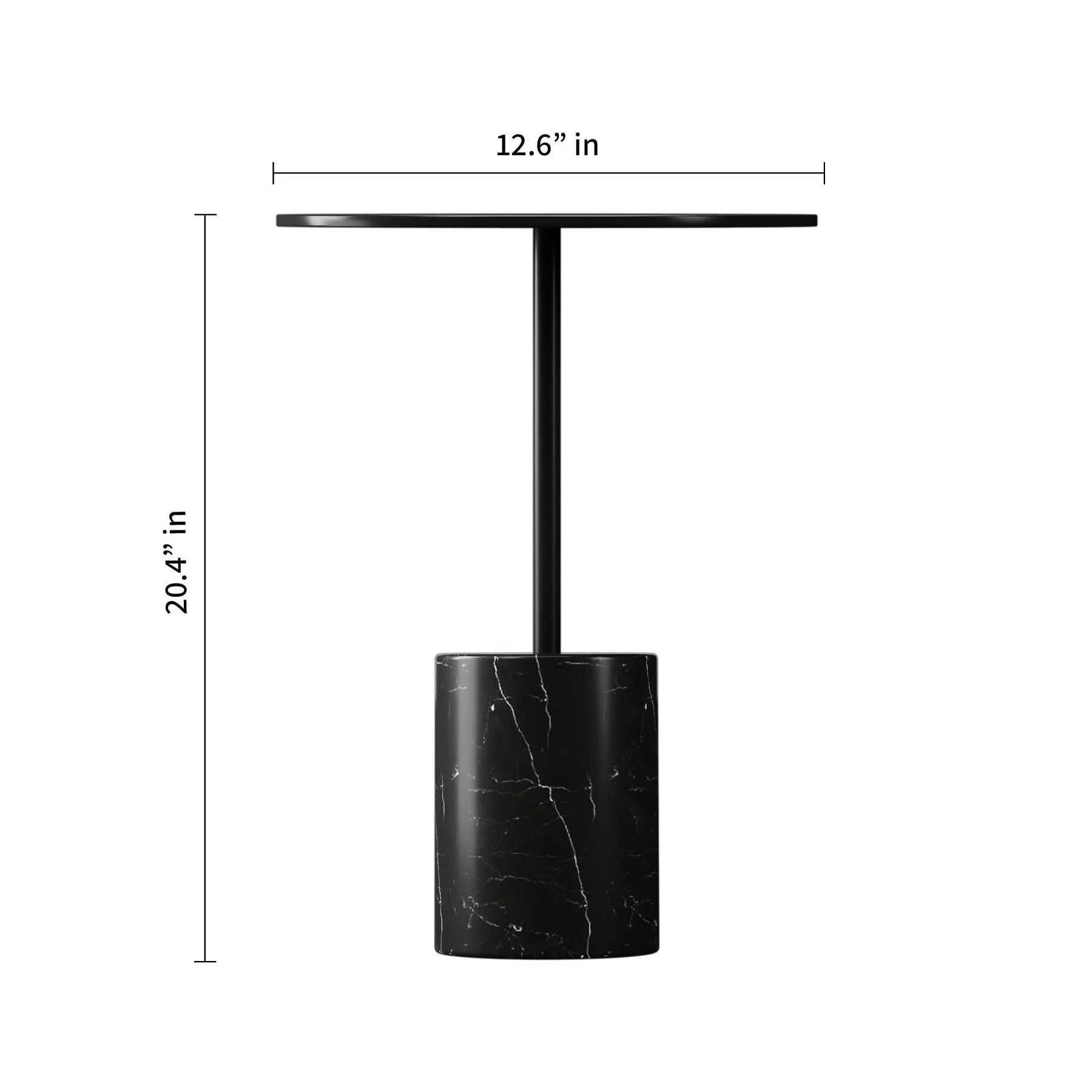 20" Black Steel and Marble Round Pedestal End Table By Homeroots - Image 6