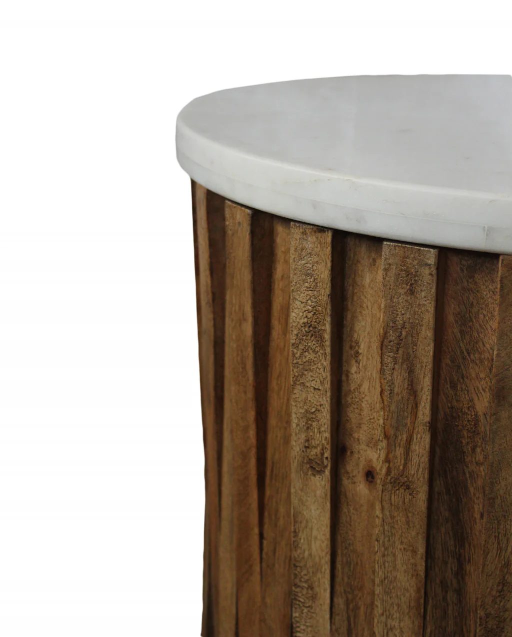 20" Brown And Ivory Marble And Solid Wood Round End Table By Homeroots - Image 3