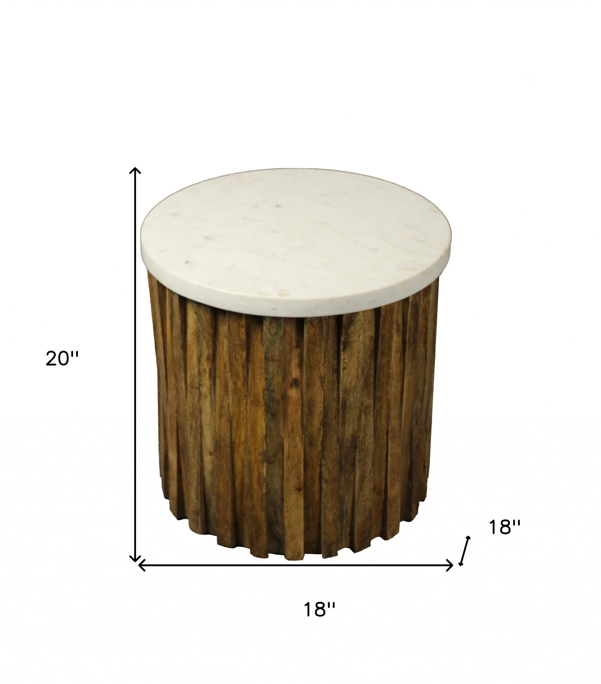 20" Brown And Ivory Marble And Solid Wood Round End Table By Homeroots - Image 6