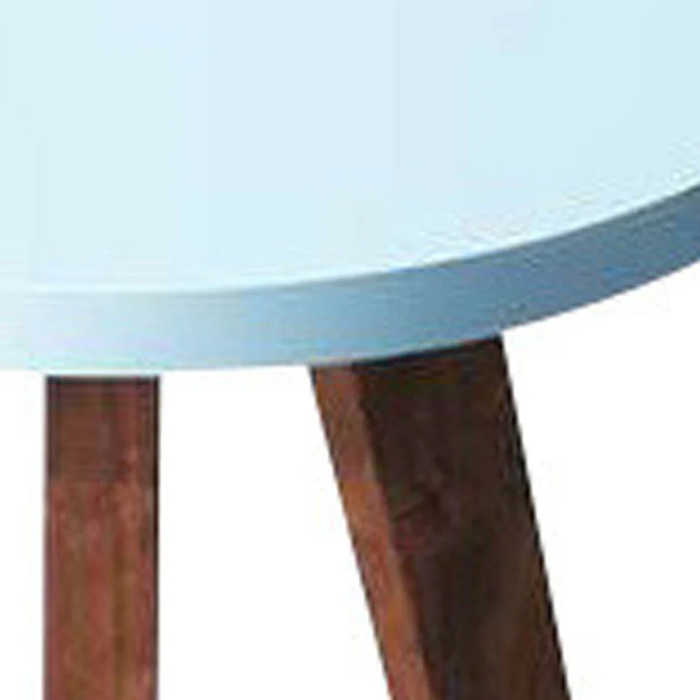 20" Brown And White Manufactured Wood Round End Table By Homeroots - Image 3