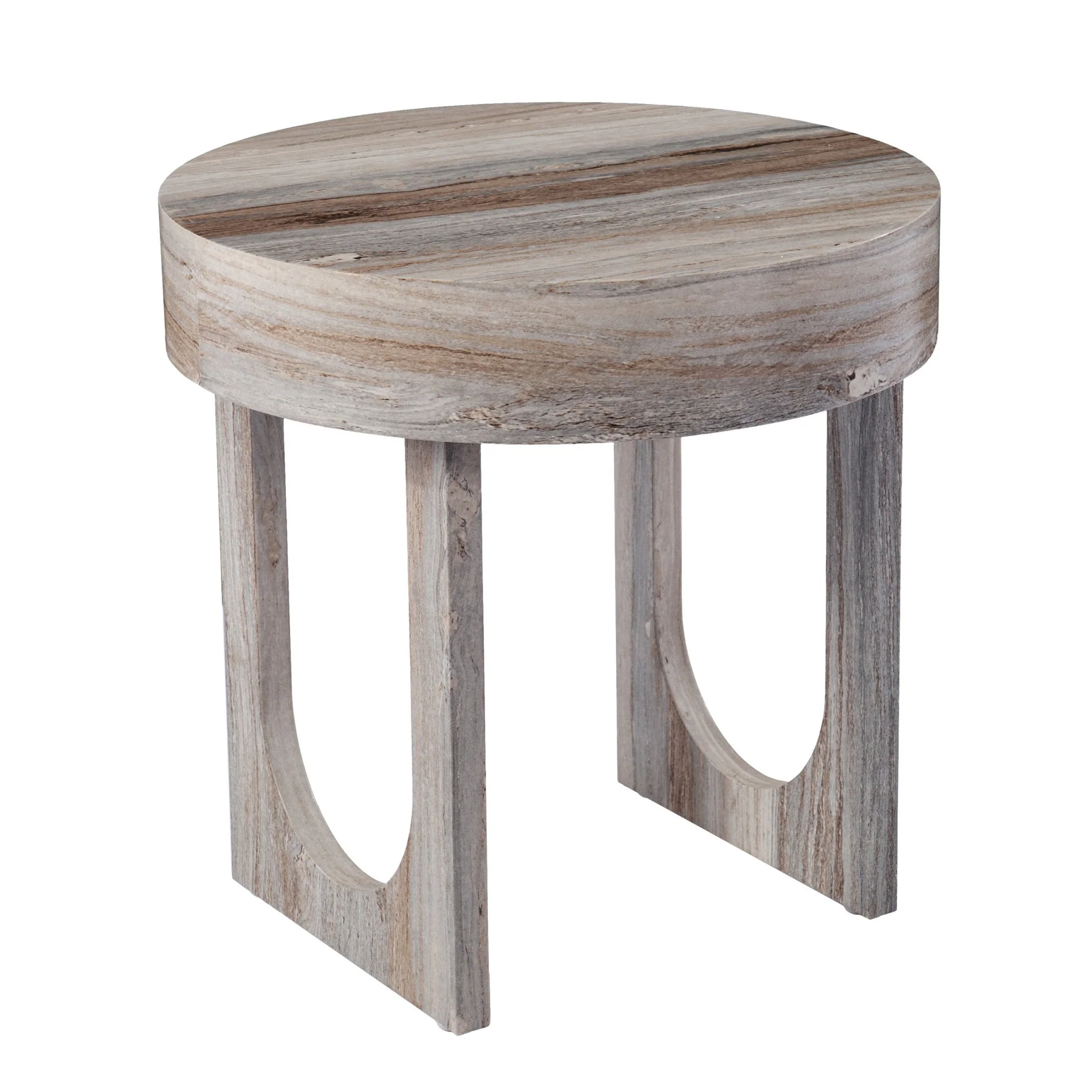 20" Brown Manufactured Wood Round End Table By Homeroots - Image 3