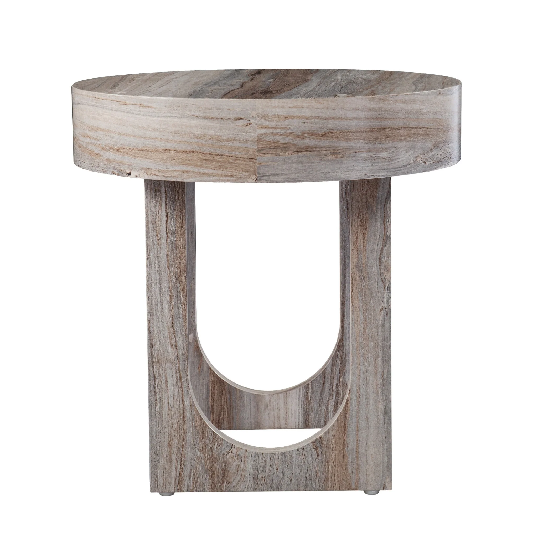 20" Brown Manufactured Wood Round End Table By Homeroots - Image 4