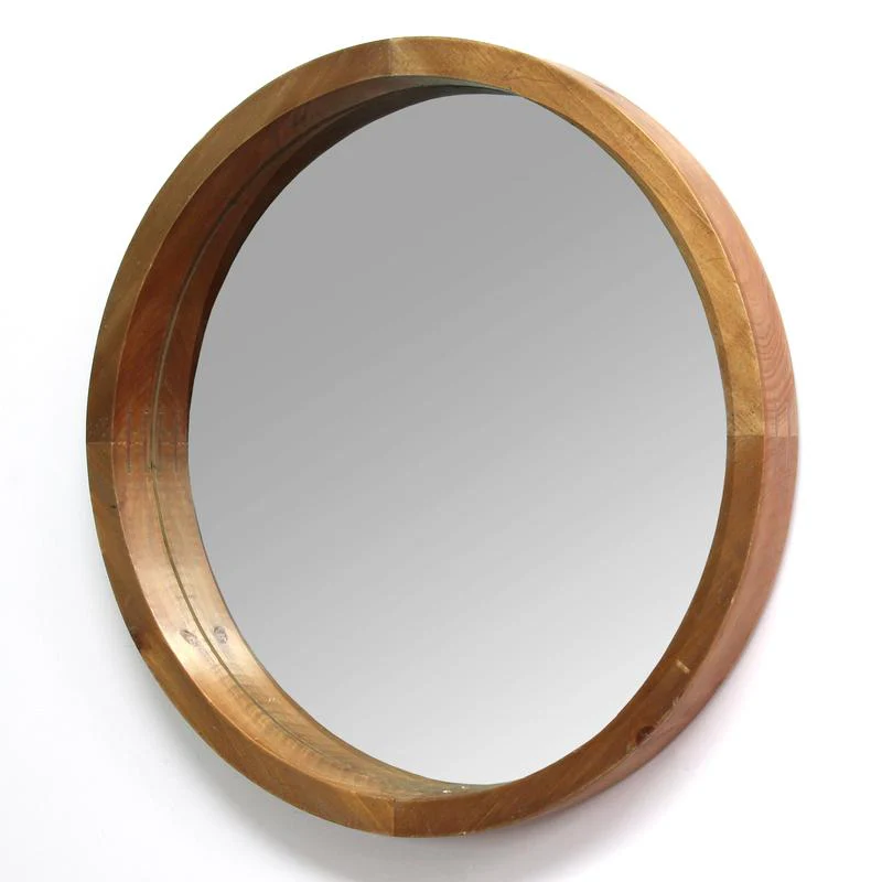 20" Chic Round Wood Framed Wall Mirror By Homeroots - Image 2