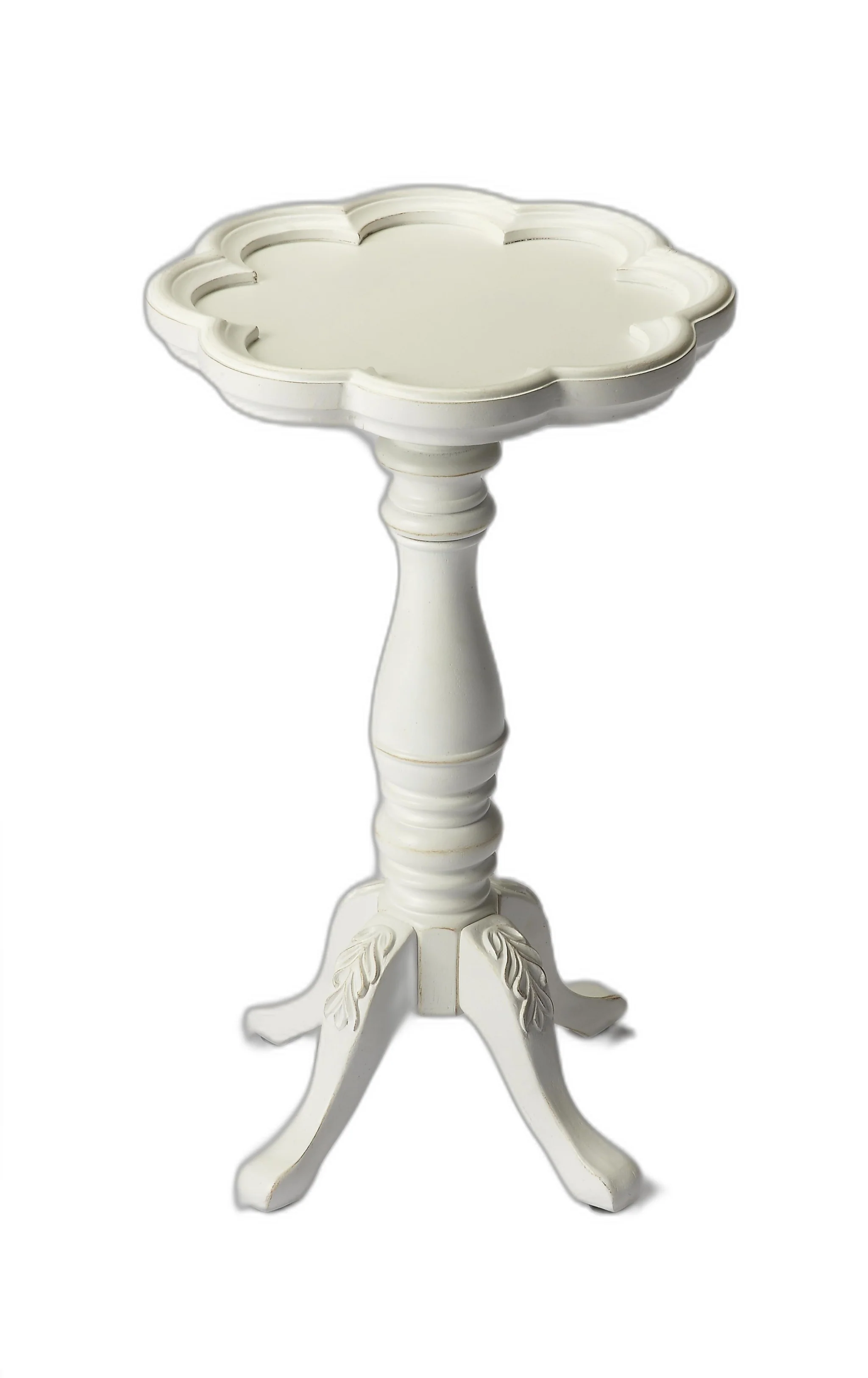 20" Cottage White Wood Floral Top End Table By Homeroots - Image 2