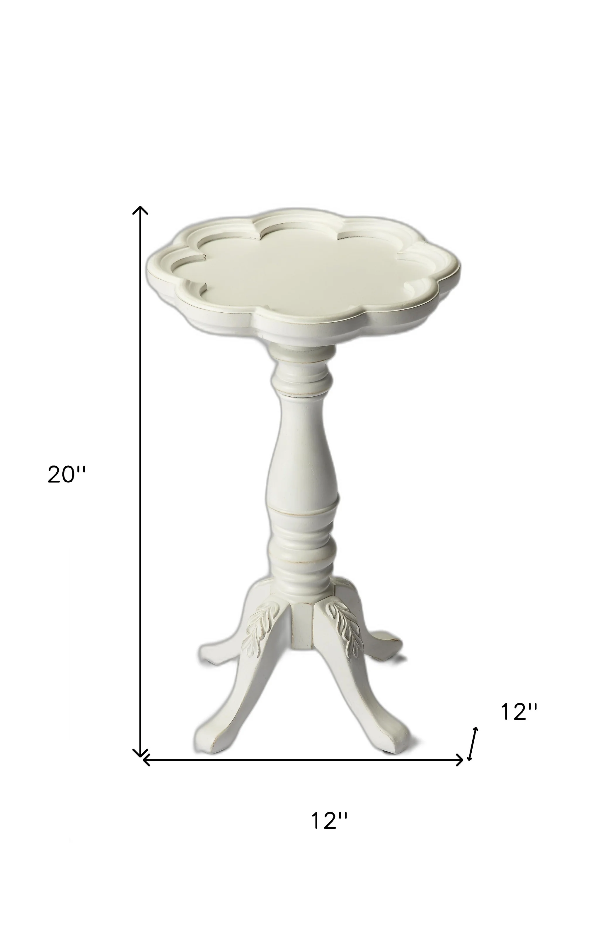 20" Cottage White Wood Floral Top End Table By Homeroots - Image 6