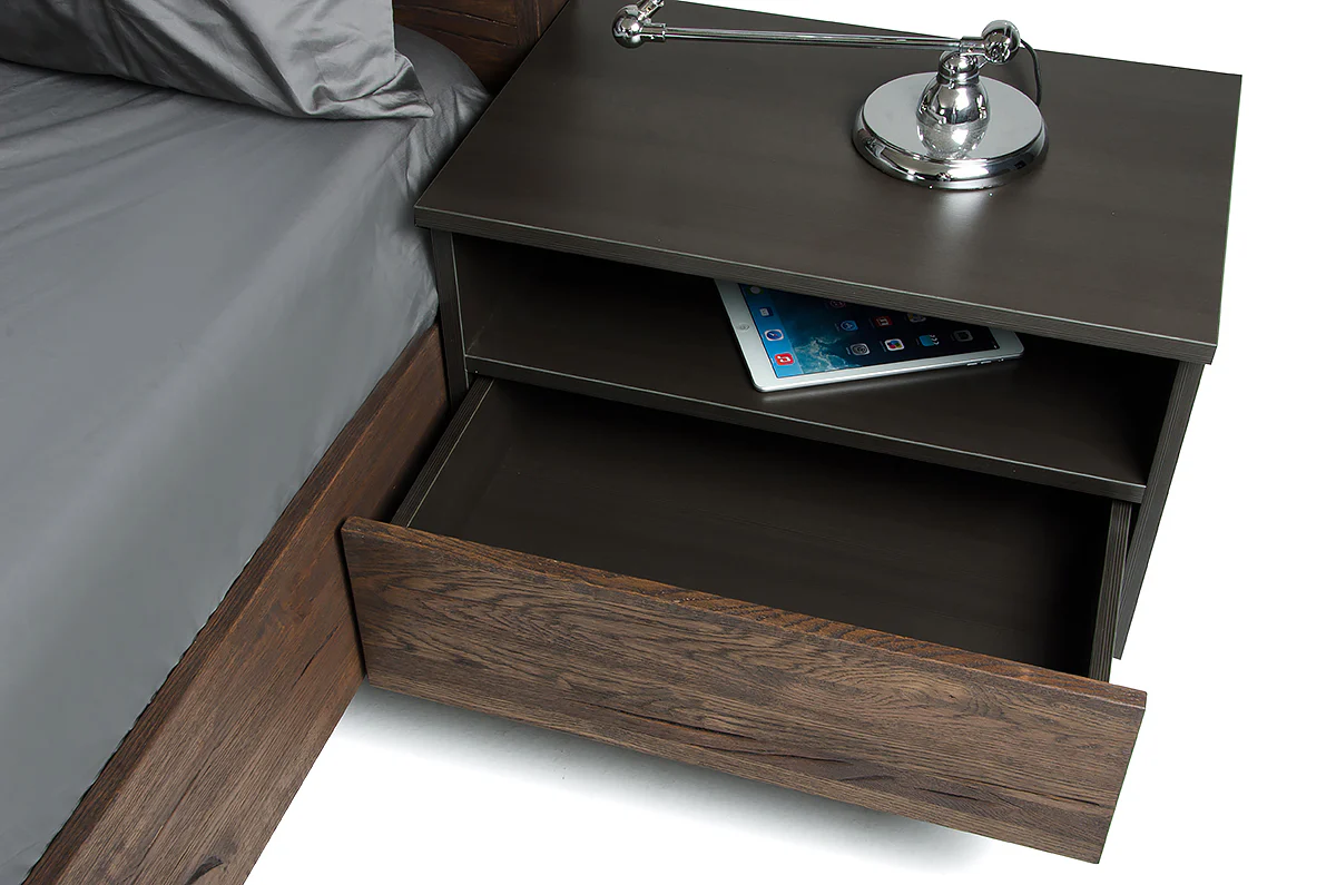 20' Dark Aged Oak Veneer Steel And Wood Nightstand By Homeroots - Image 3