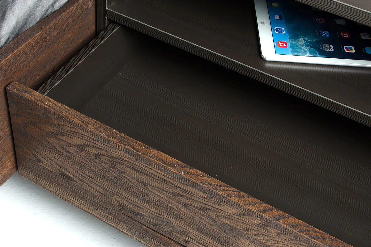 20' Dark Aged Oak Veneer Steel And Wood Nightstand By Homeroots - Image 4