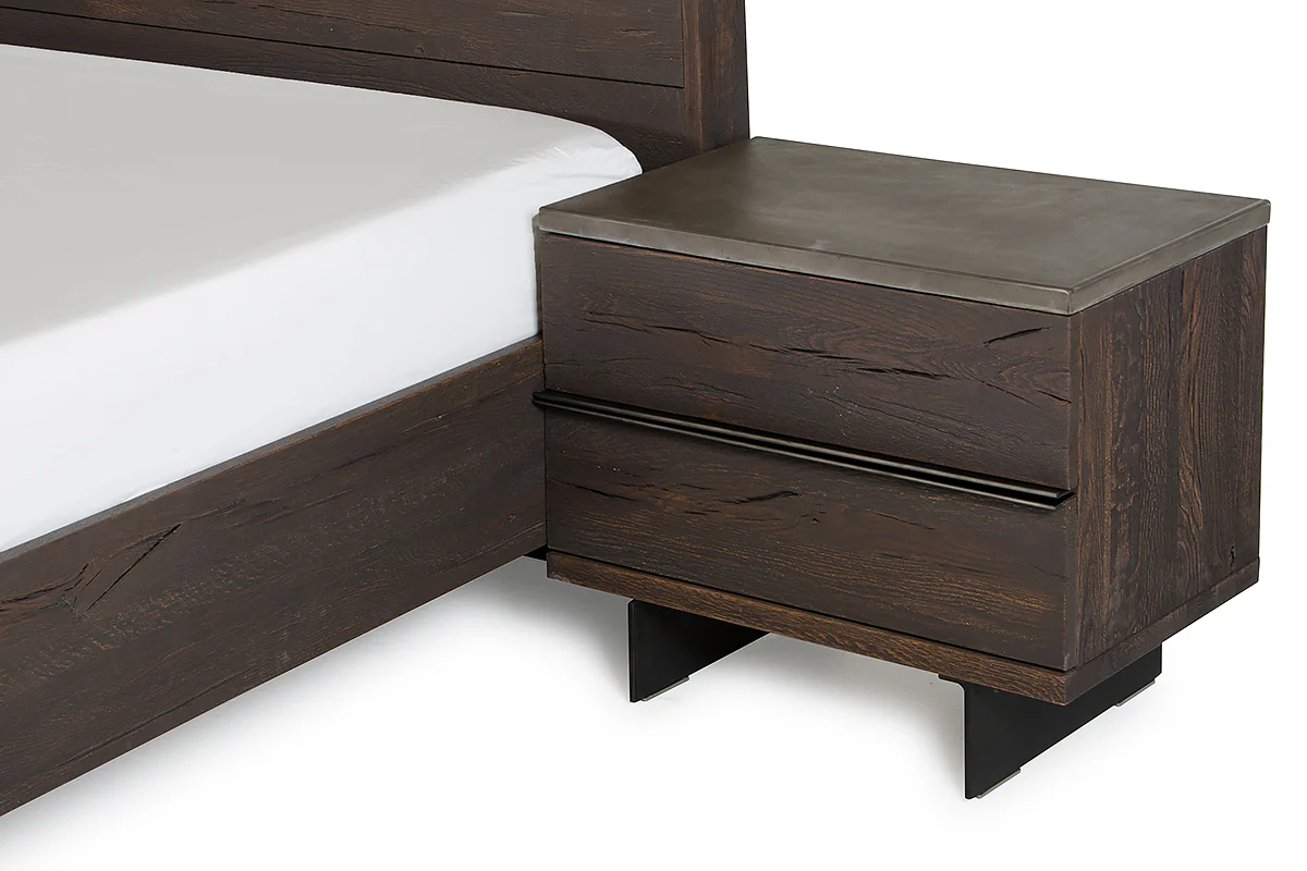 20' Dark Aged Oak Wood And Metal Nightstand By Homeroots - Image 2
