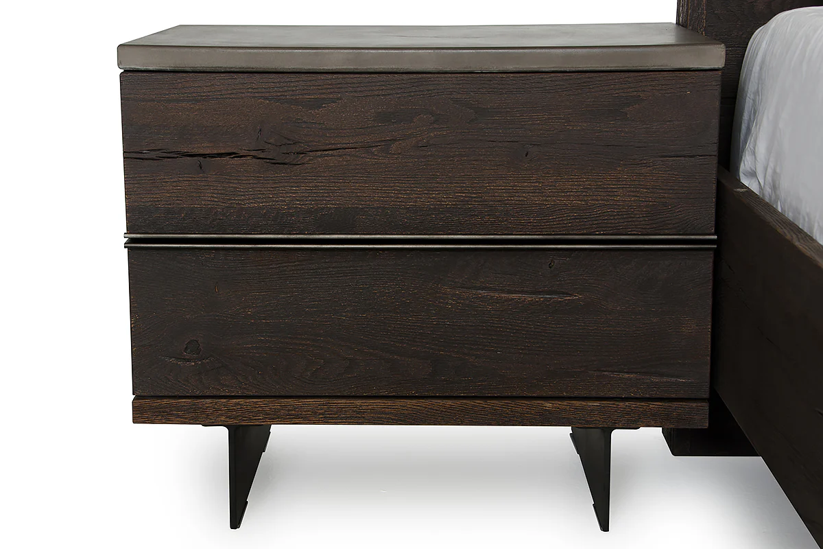 20' Dark Aged Oak Wood And Metal Nightstand By Homeroots - Image 3