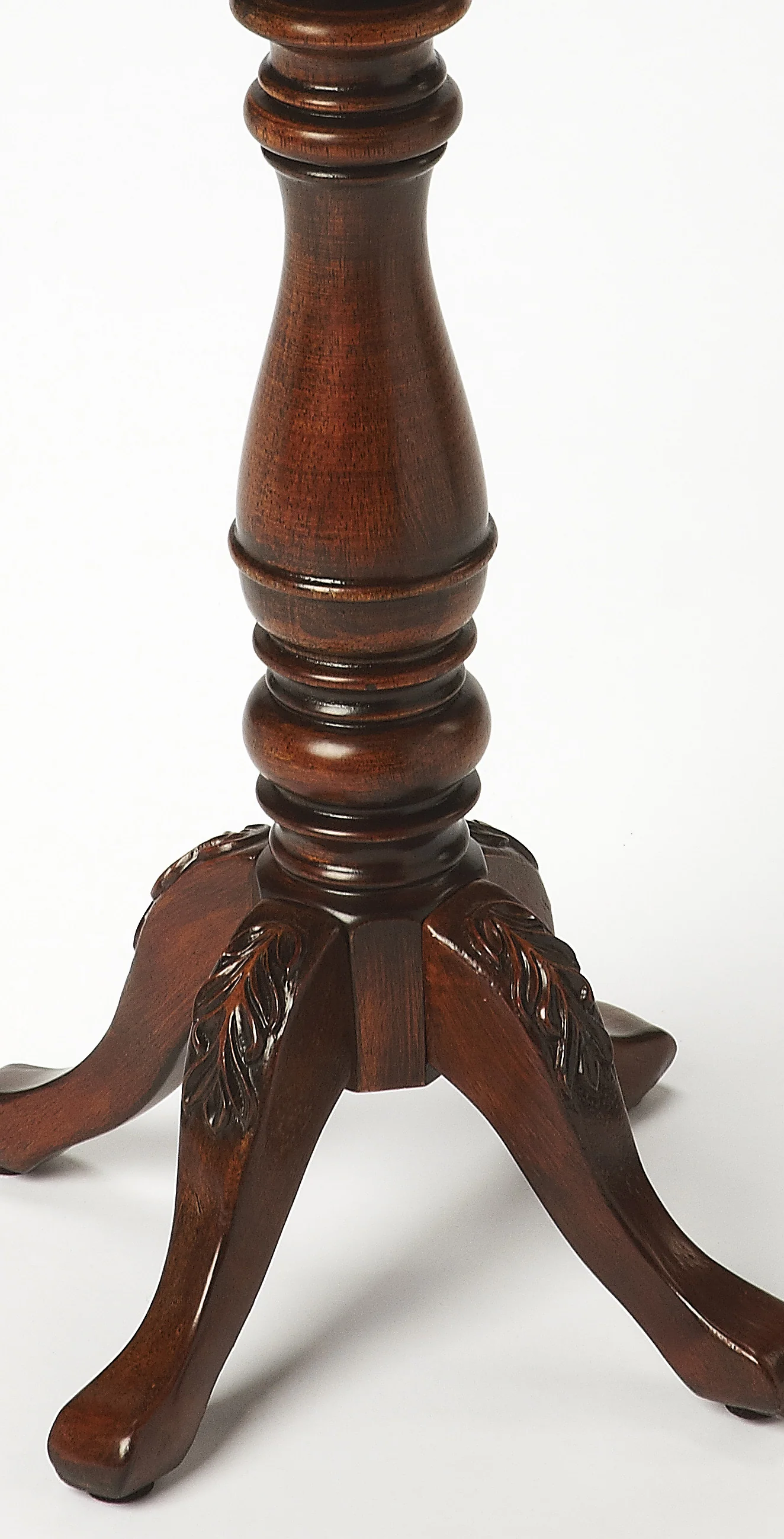 20" Dark Brown And Cherry Wood Floral Top End Table By Homeroots - Image 5