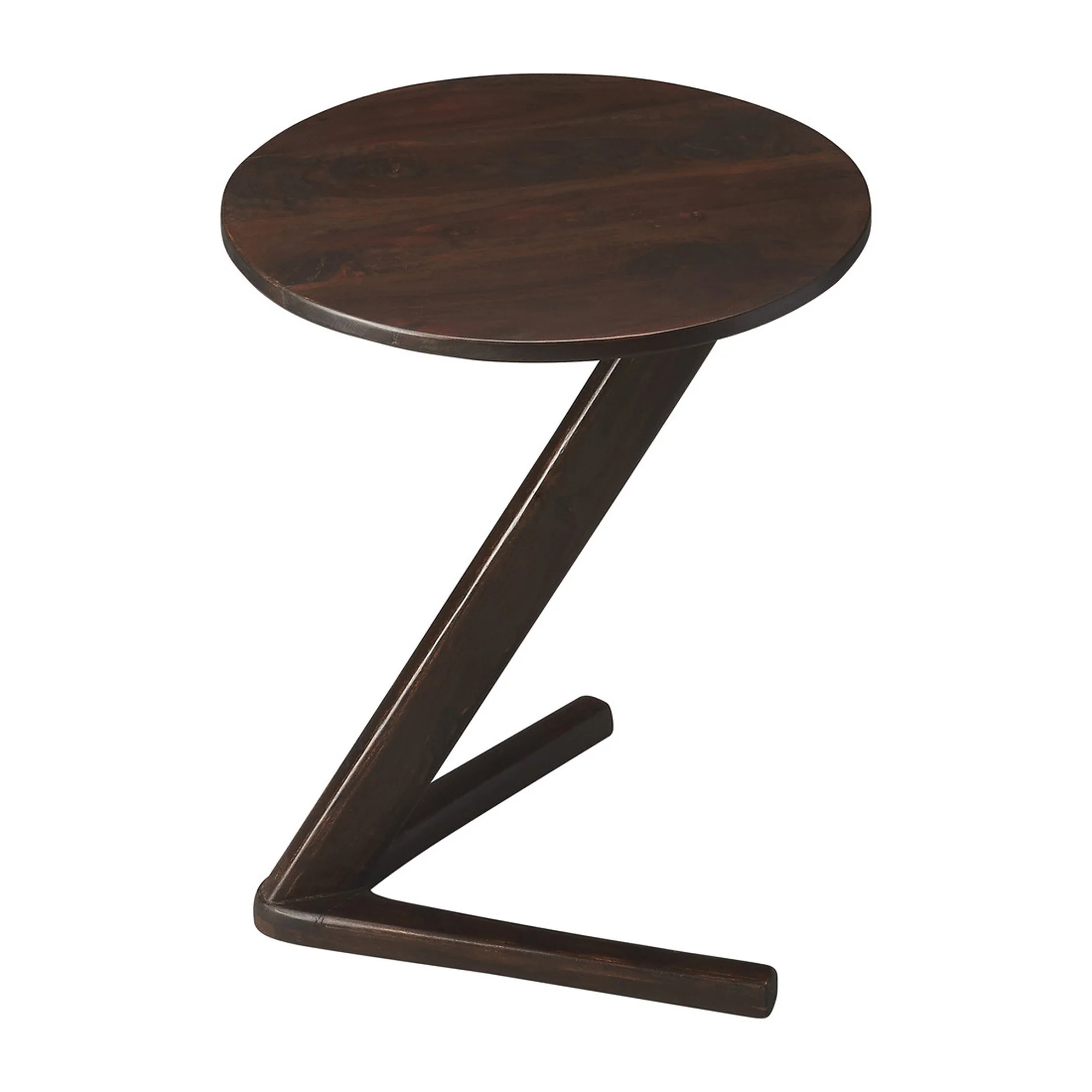 20" Dark Brown Solid Wood Angled Pedestal Round End Table By Homeroots - Image 2