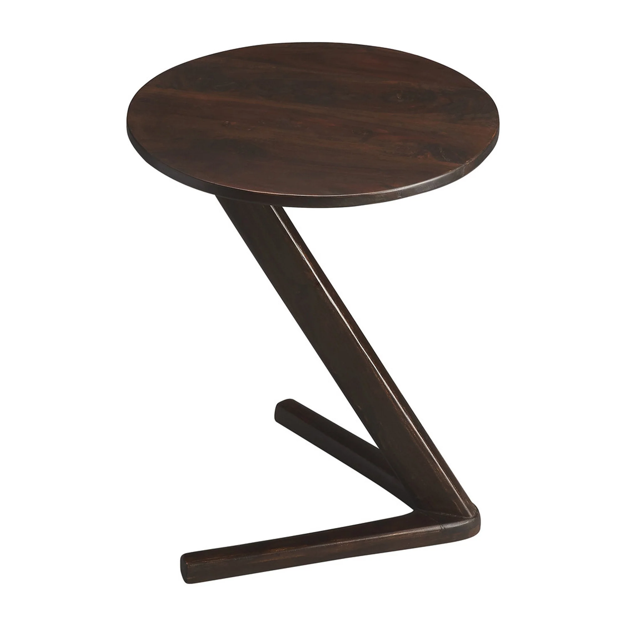 20" Dark Brown Solid Wood Angled Pedestal Round End Table By Homeroots - Image 3