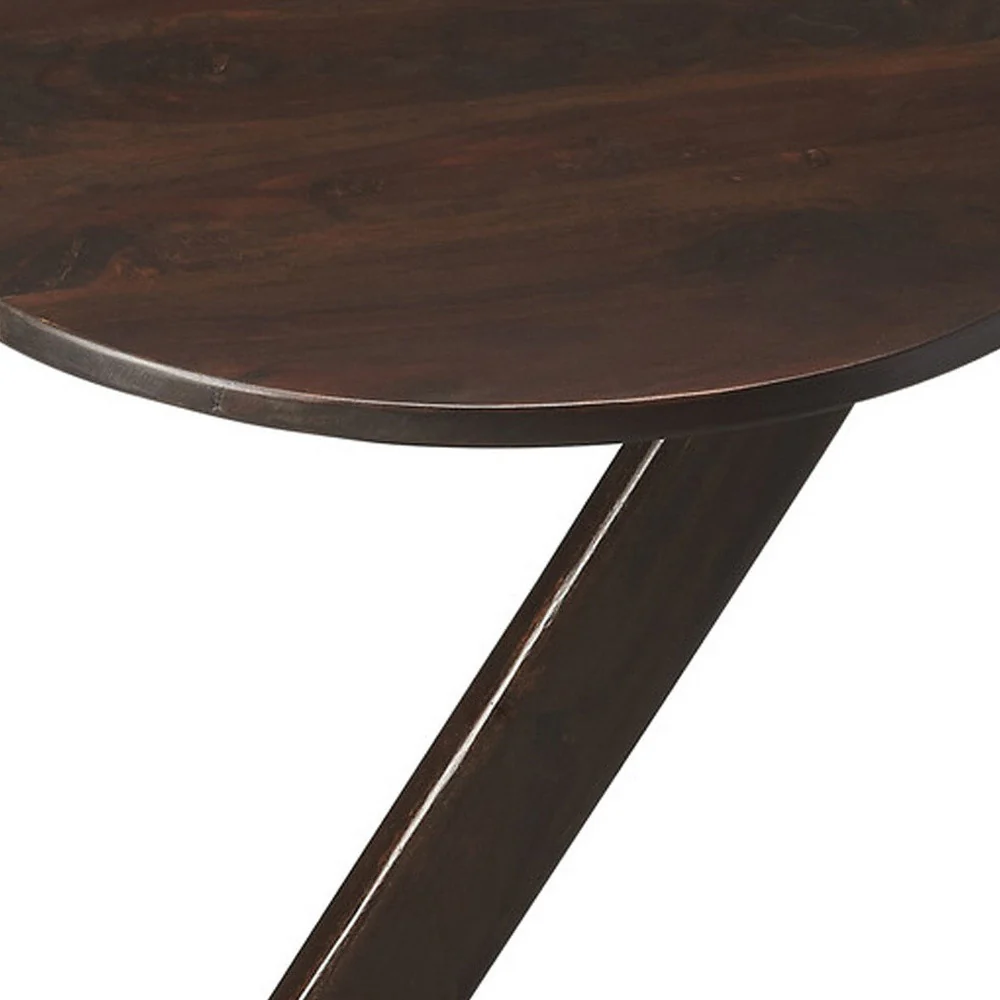 20" Dark Brown Solid Wood Angled Pedestal Round End Table By Homeroots - Image 5