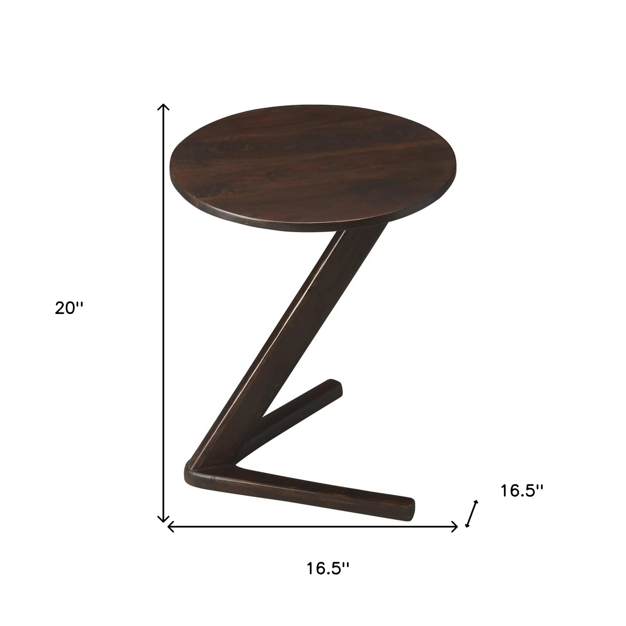 20" Dark Brown Solid Wood Angled Pedestal Round End Table By Homeroots - Image 8