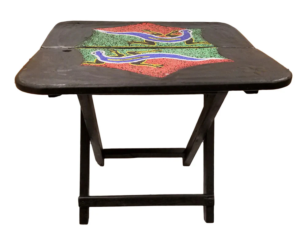 20" Dark Brown Solid Wood Nature Design Folding Portable End Table By Homeroots - Image 2