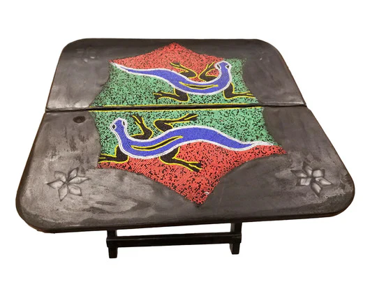 20" Dark Brown Solid Wood Nature Design Folding Portable End Table By Homeroots - Image 3