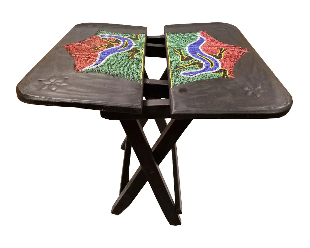 20" Dark Brown Solid Wood Nature Design Folding Portable End Table By Homeroots - Image 4