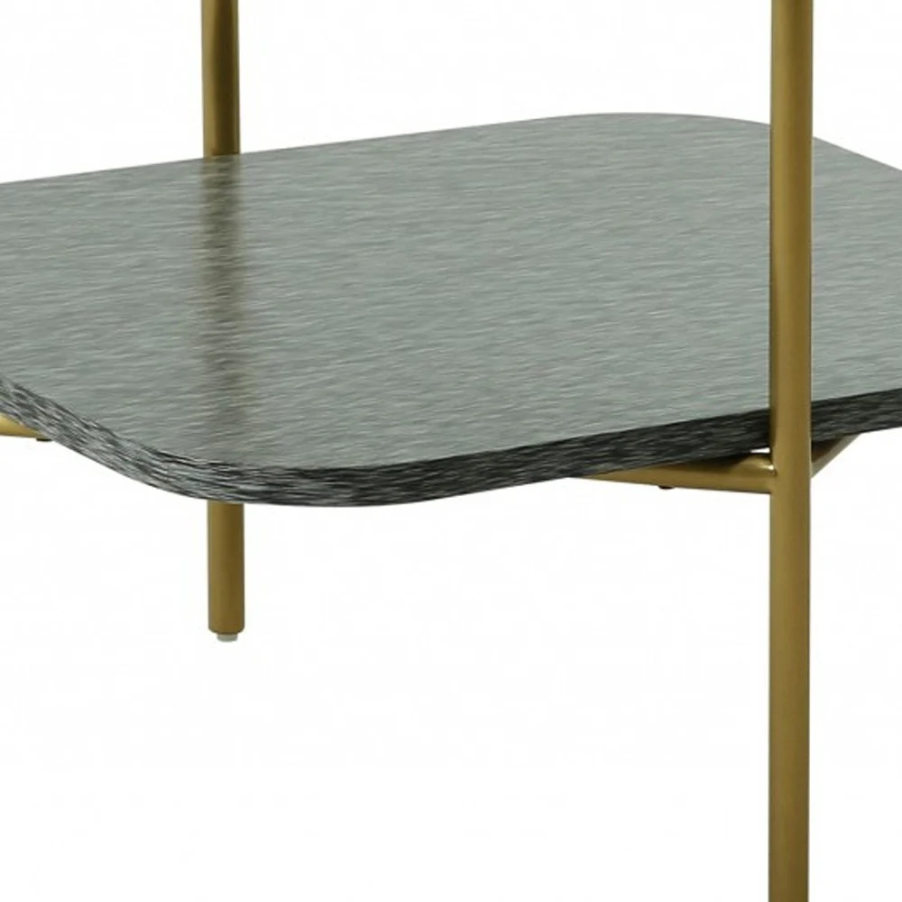 20" Gold And Clear Glass And Metal Square End Table With Shelf By Homeroots - Image 3