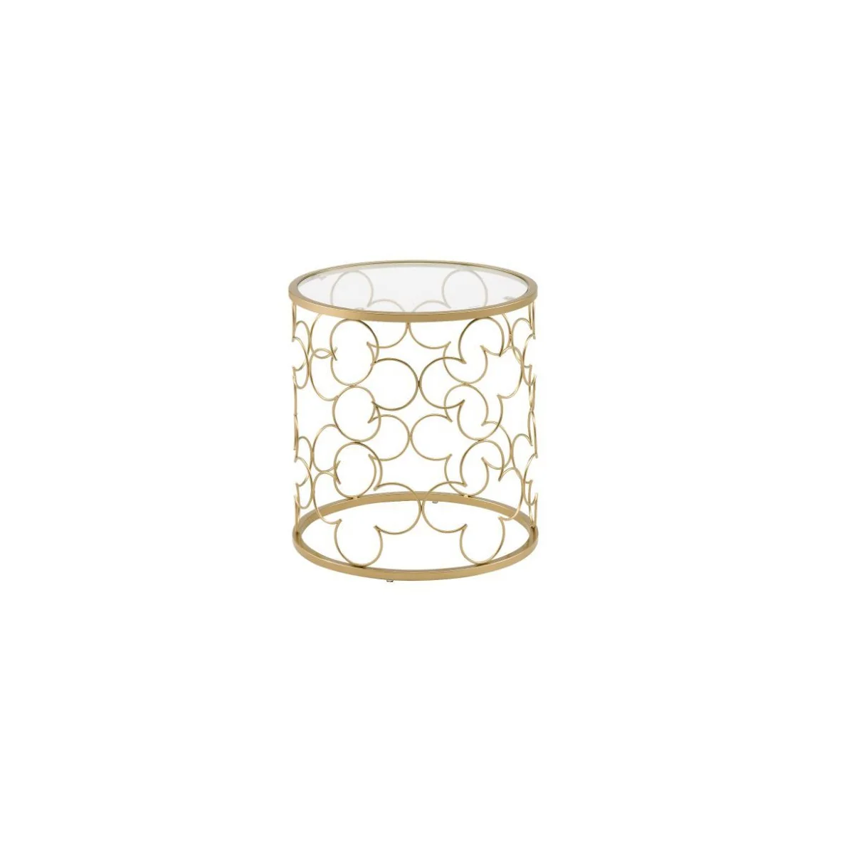 20" Gold And Clear Glass Round Nested Coffee Tables By Homeroots - Image 2