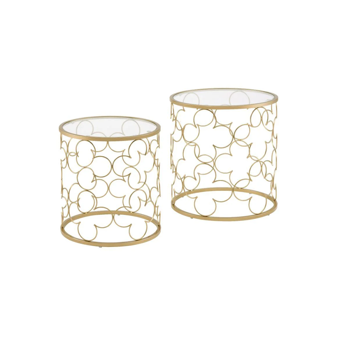 20" Gold And Clear Glass Round Nested Coffee Tables By Homeroots - Image 4