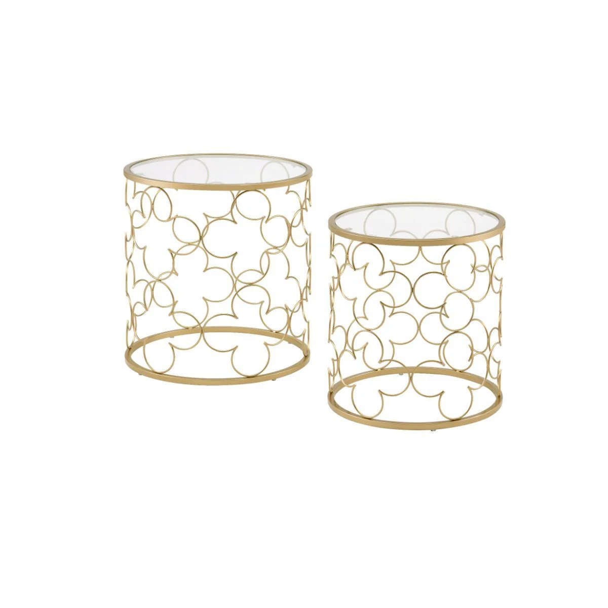 20" Gold And Clear Glass Round Nested Coffee Tables By Homeroots - Image 6