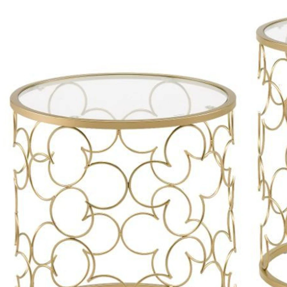 20" Gold And Clear Glass Round Nested Coffee Tables By Homeroots - Image 7