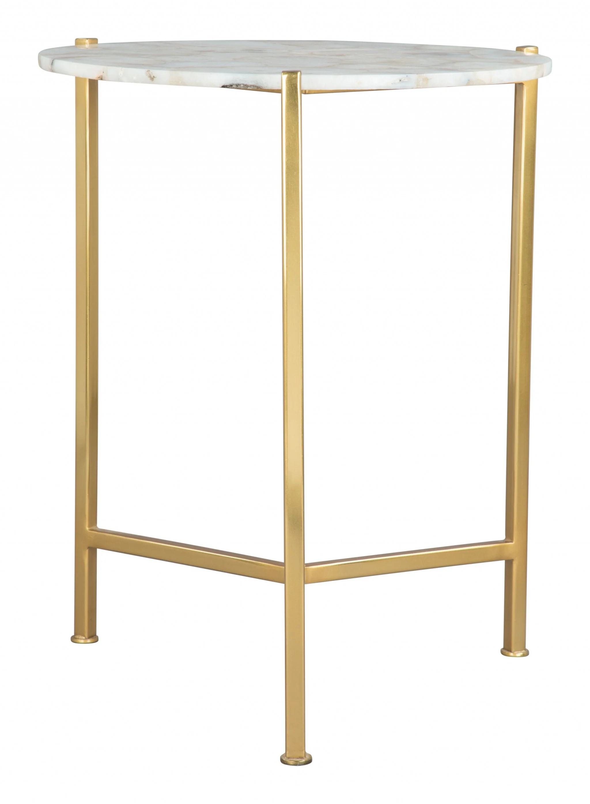 20" Gold And White Genuine Marble Look Round End Table By Homeroots - Image 4