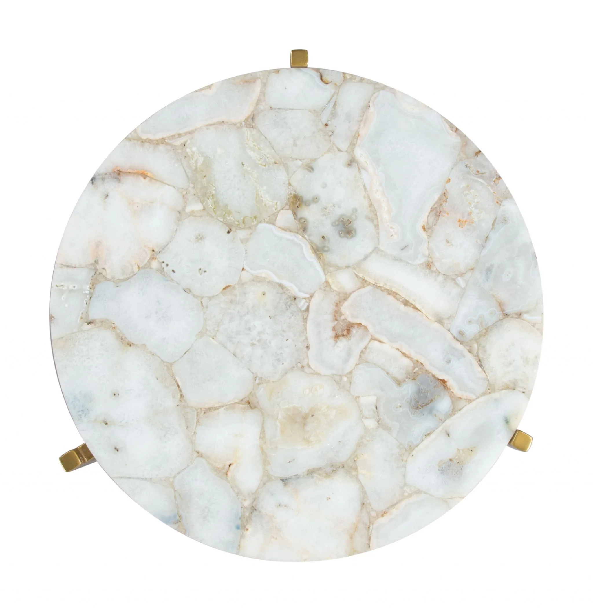20" Gold And White Genuine Marble Look Round End Table By Homeroots - Image 5