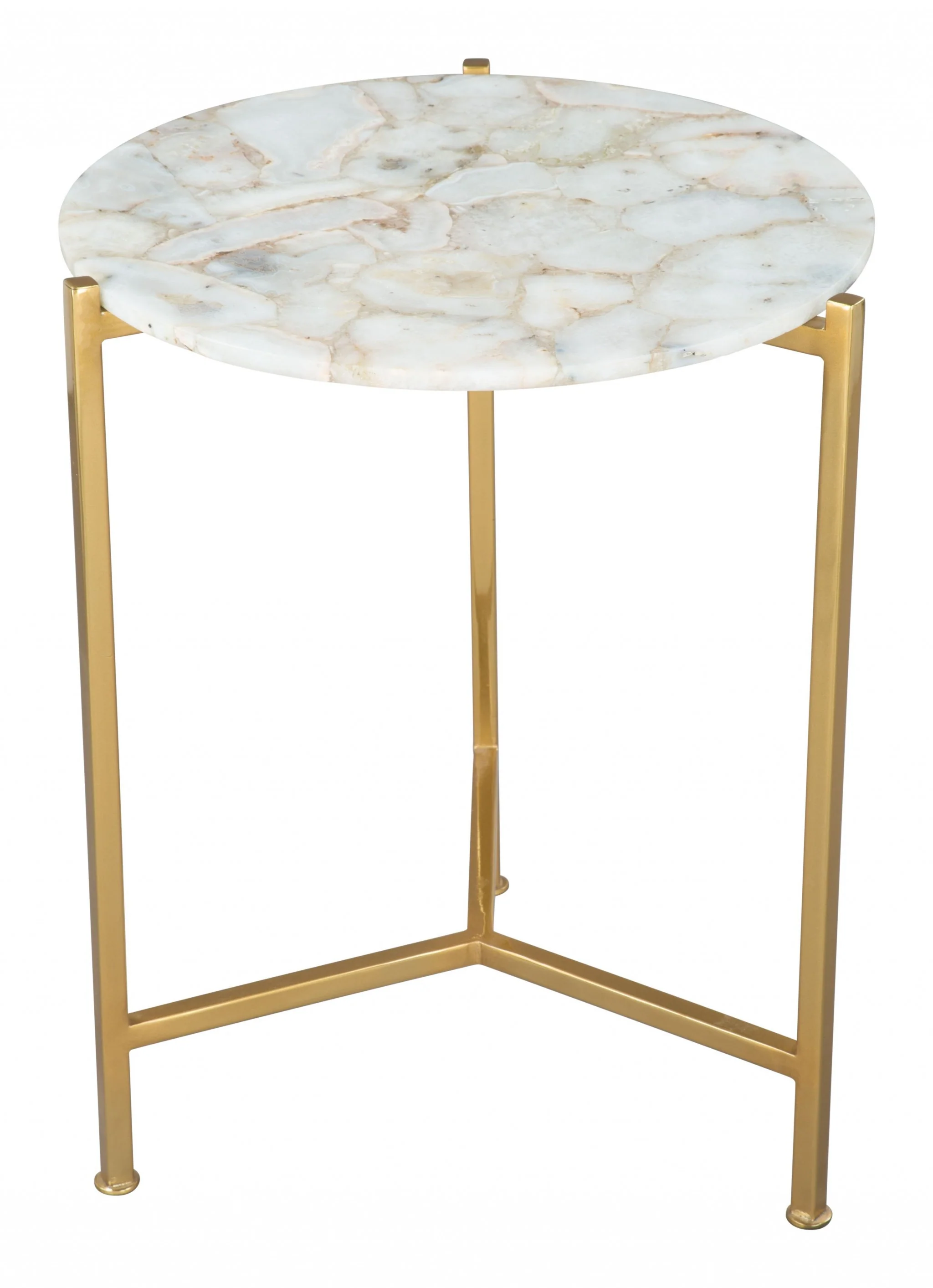 20" Gold And White Genuine Marble Look Round End Table By Homeroots - Image 7