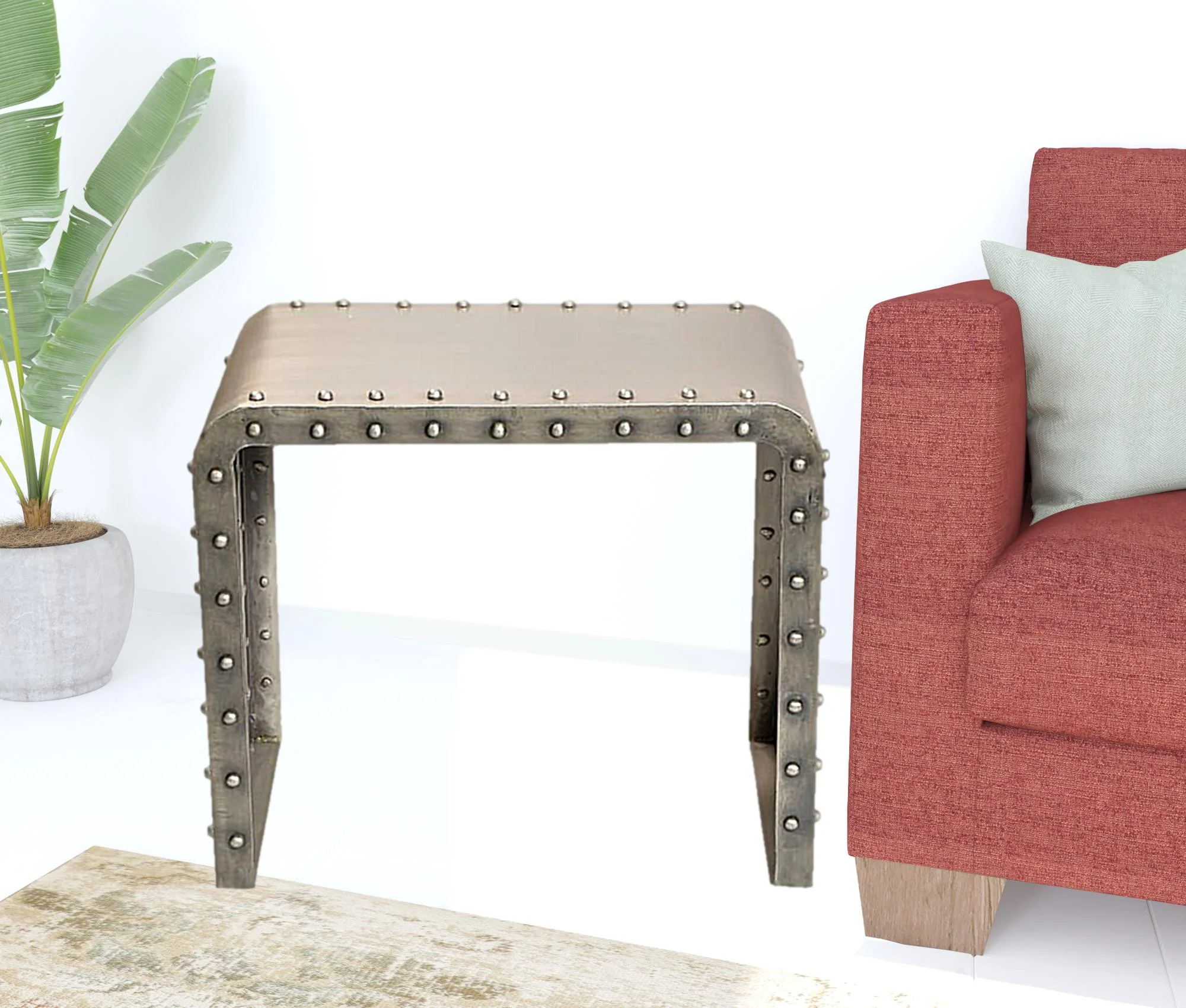 20" Gold Metal Rectangular End Table By Homeroots - Image 3