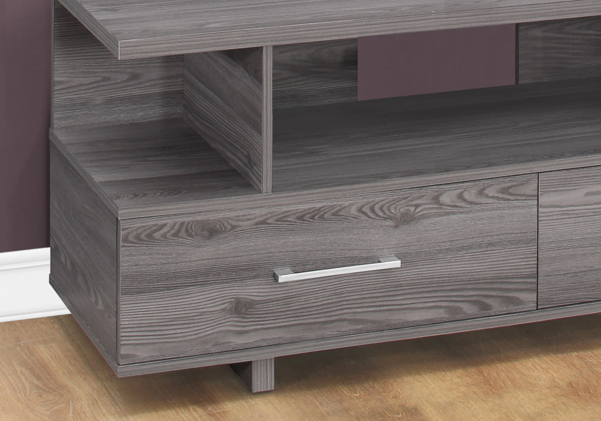 20" Grey Particle Board and Laminate TV Stand with 2 Storage Drawers By Homeroots - Image 3