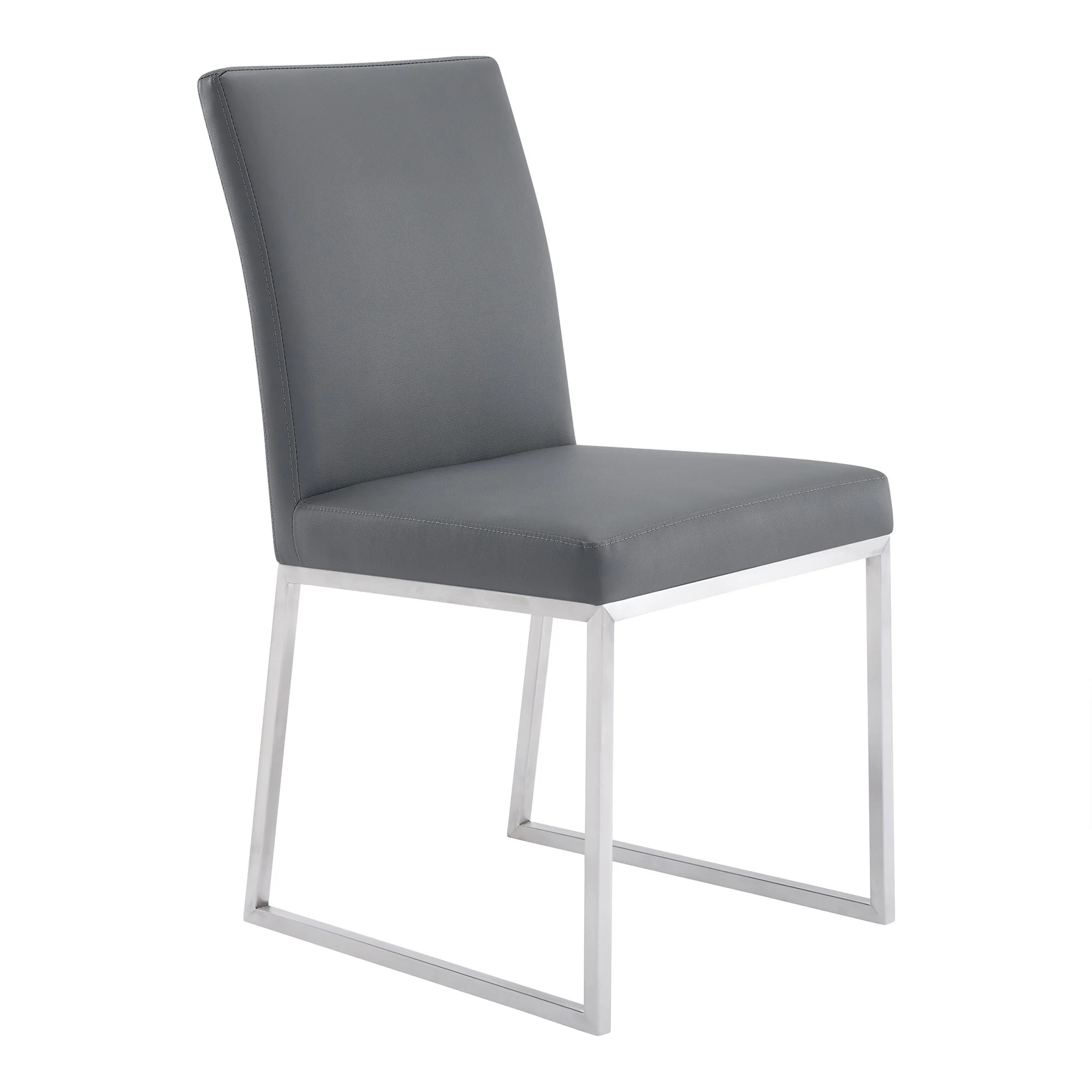 20 Inches Leatherette Metal Frame Dining Chair, Set of 2, Gray By Benzara - Image 2