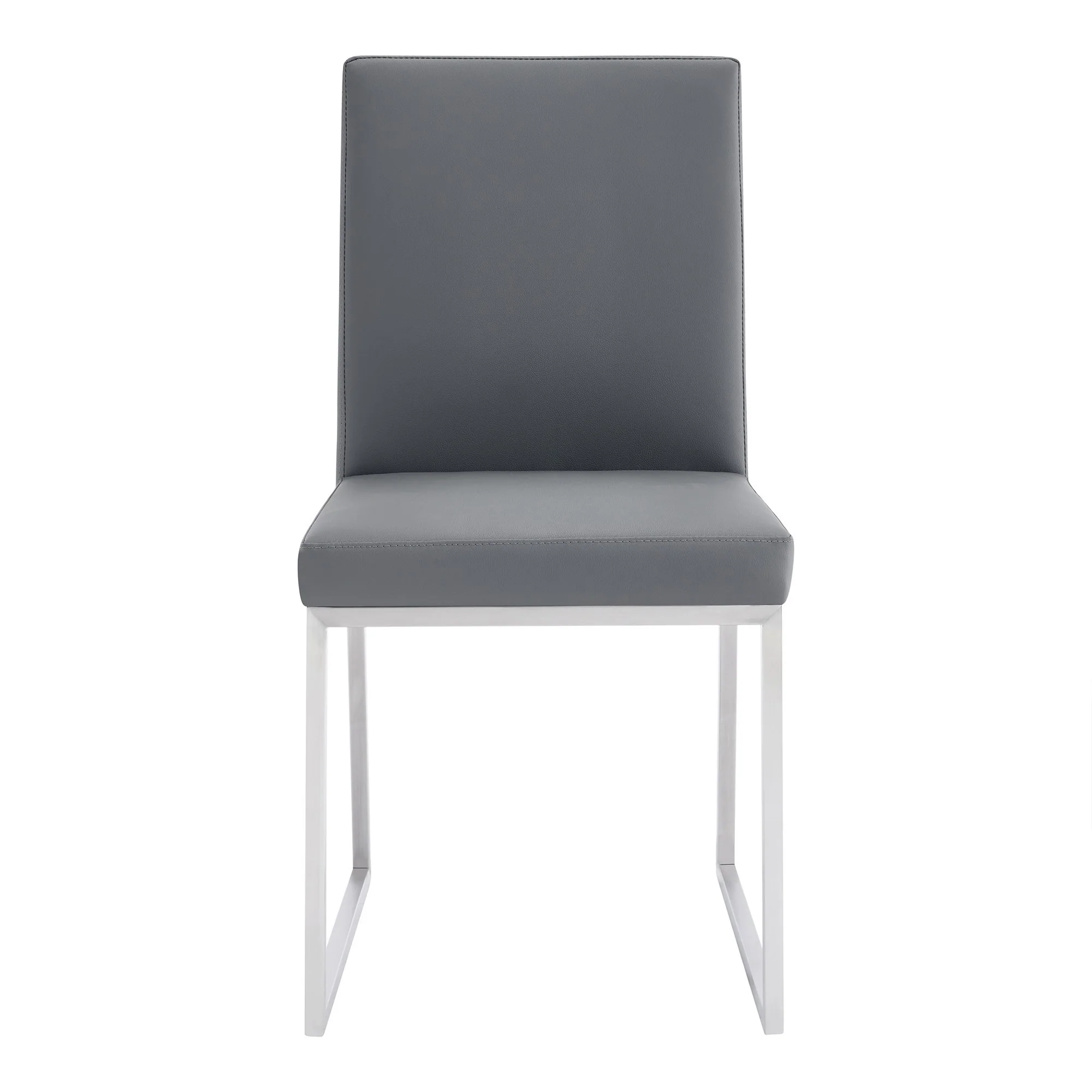 20 Inches Leatherette Metal Frame Dining Chair, Set of 2, Gray By Benzara - Image 3