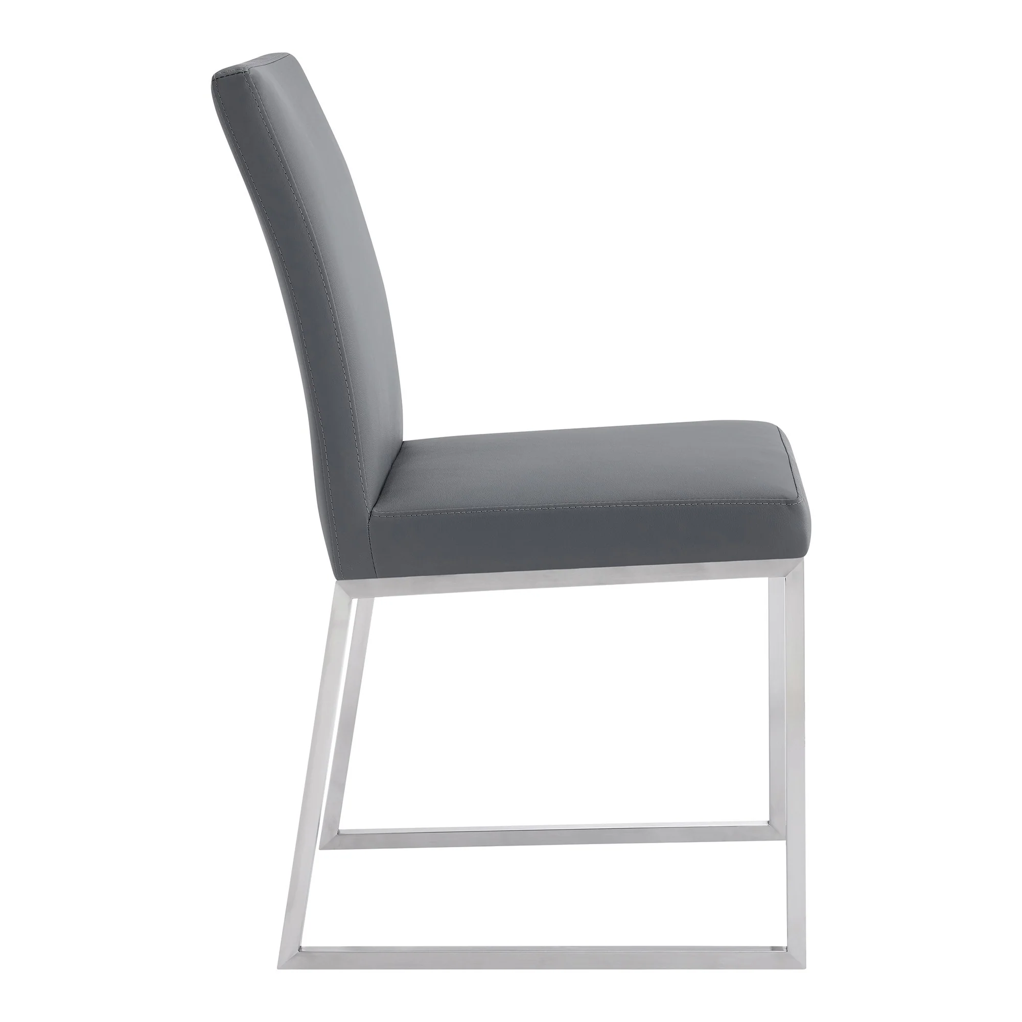20 Inches Leatherette Metal Frame Dining Chair, Set of 2, Gray By Benzara - Image 4