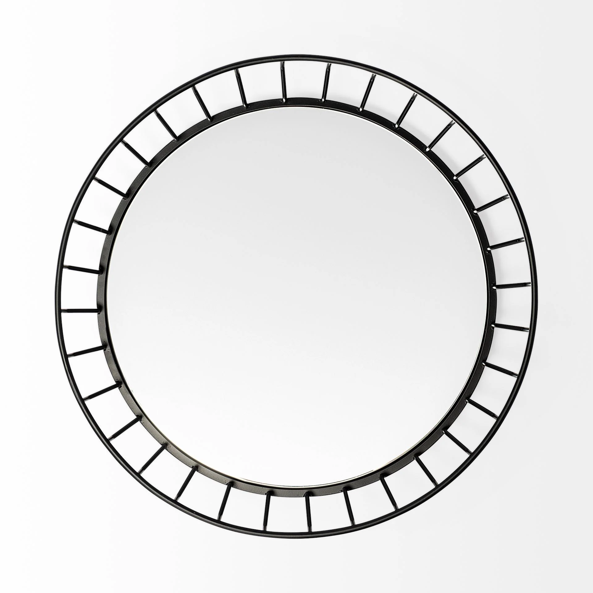 20' Matte Black Wavy Metal With Mirrored Glass Bottom Round Tray By Homeroots - Image 2