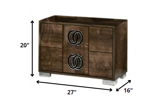 20' Mdf Veneer And Chrome Nightstand By Homeroots - Image 2