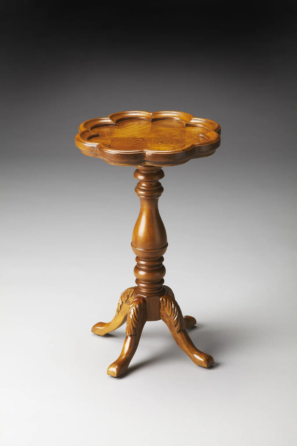 20" Medium Brown And Olive Ash Wood Floral Top End Table By Homeroots - Image 5