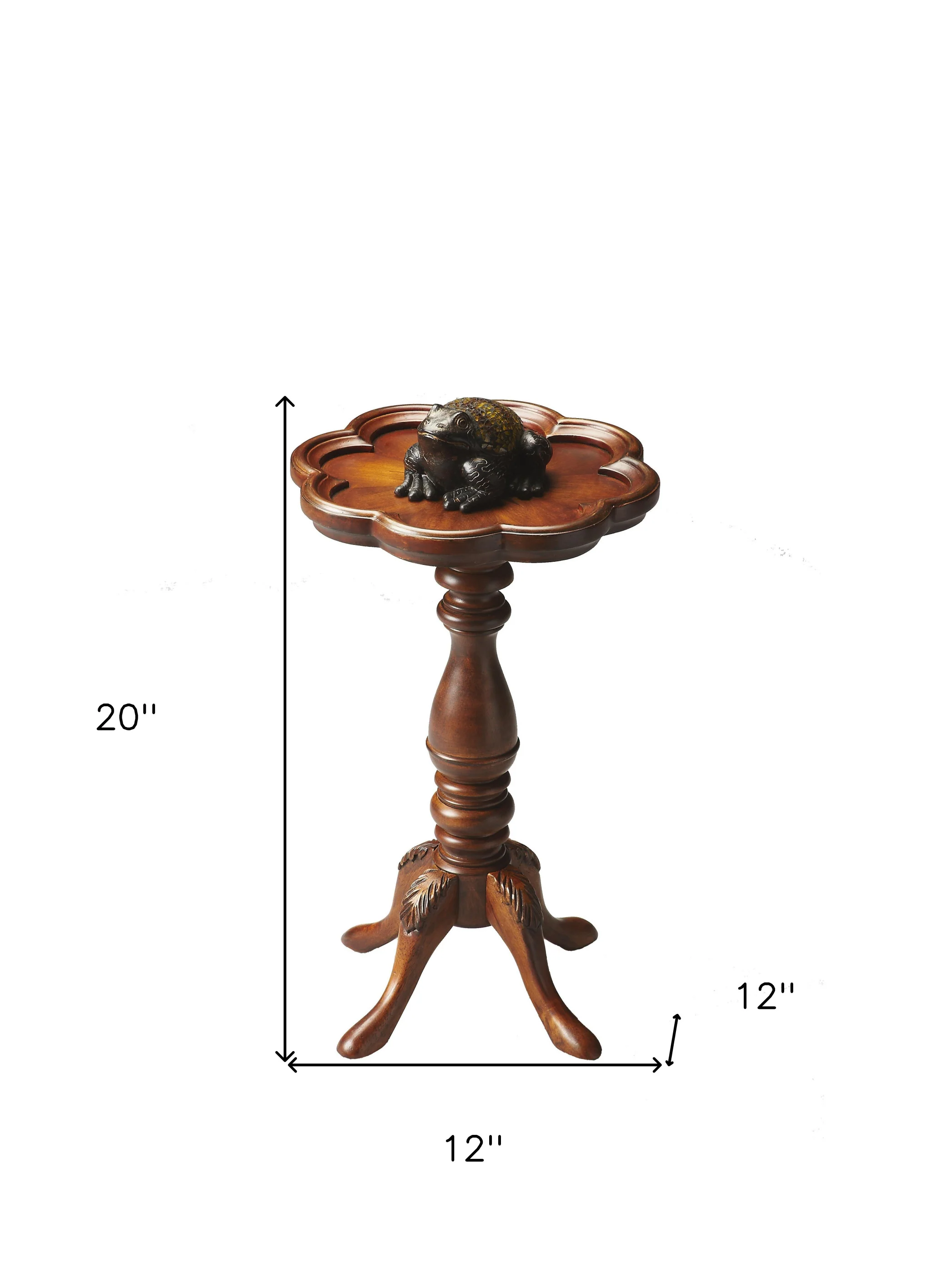 20" Medium Brown And Olive Ash Wood Floral Top End Table By Homeroots - Image 6