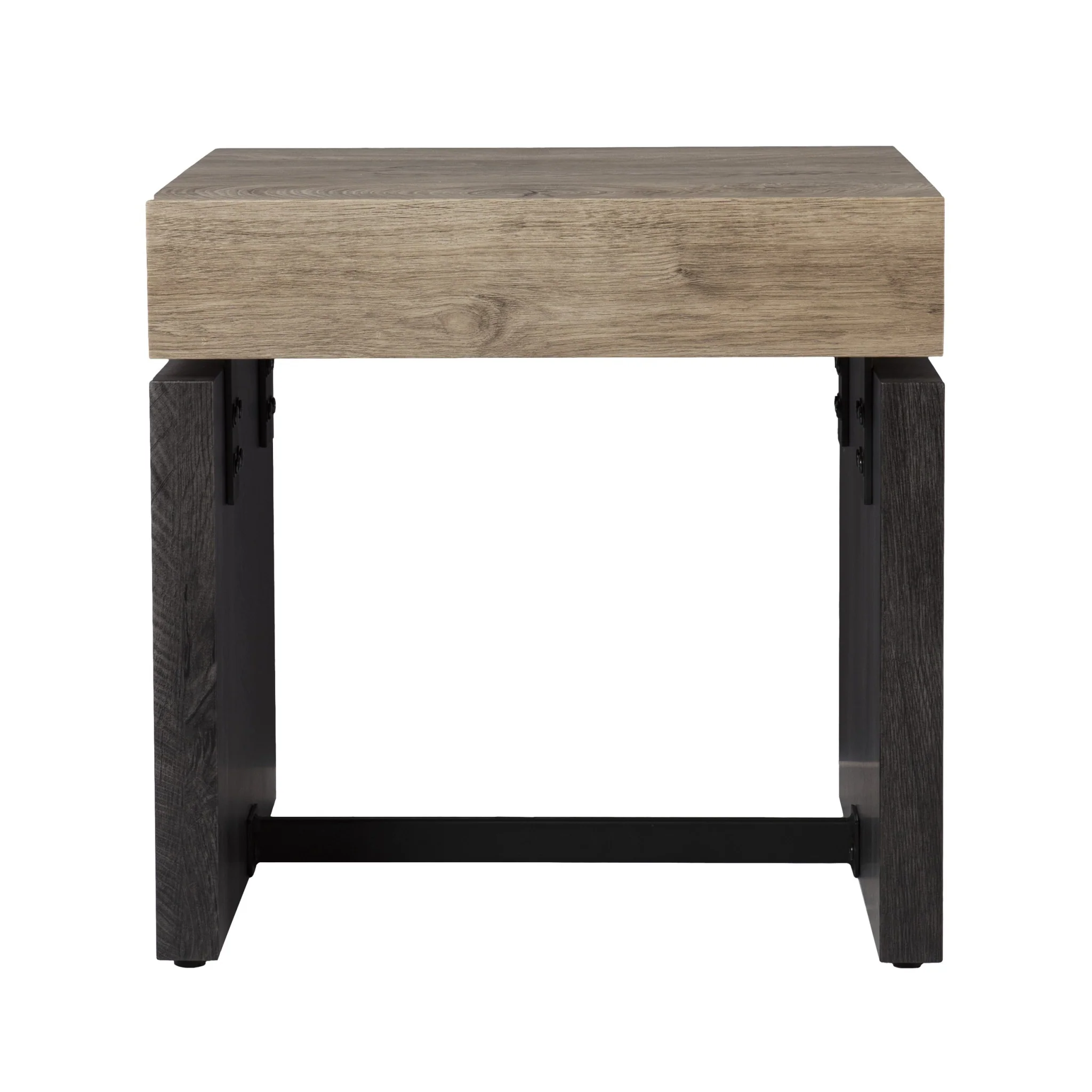 20" Natural Wood Manufactured Wood And Iron Square End Table By Homeroots - Image 2