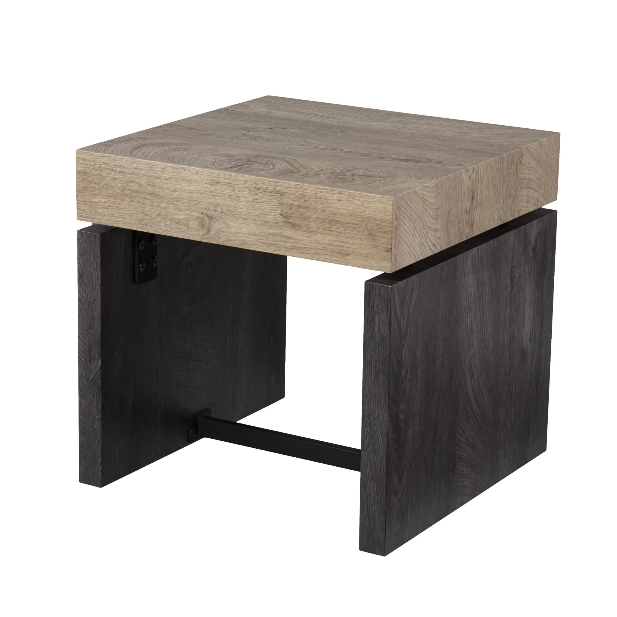 20" Natural Wood Manufactured Wood And Iron Square End Table By Homeroots - Image 3