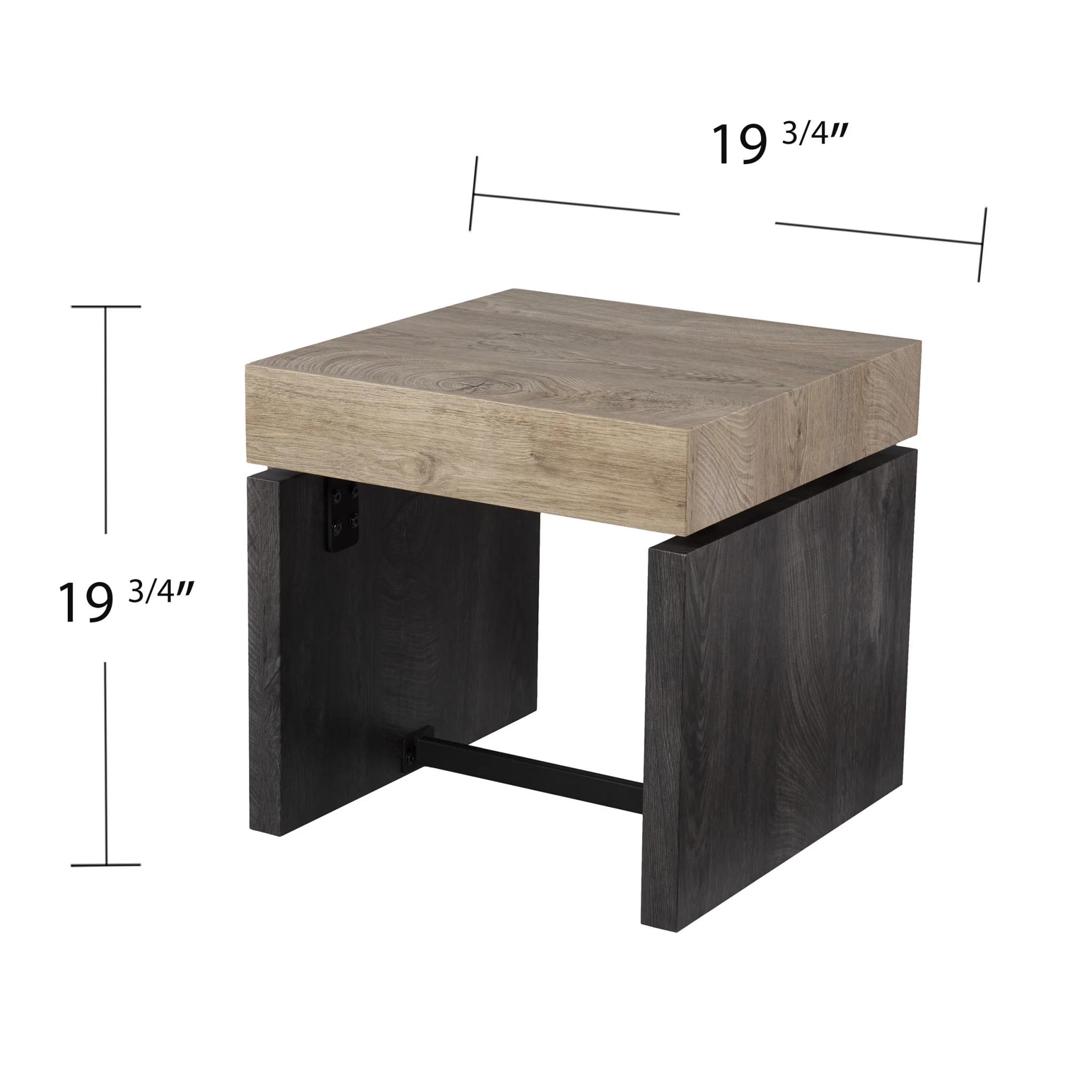 20" Natural Wood Manufactured Wood And Iron Square End Table By Homeroots - Image 7