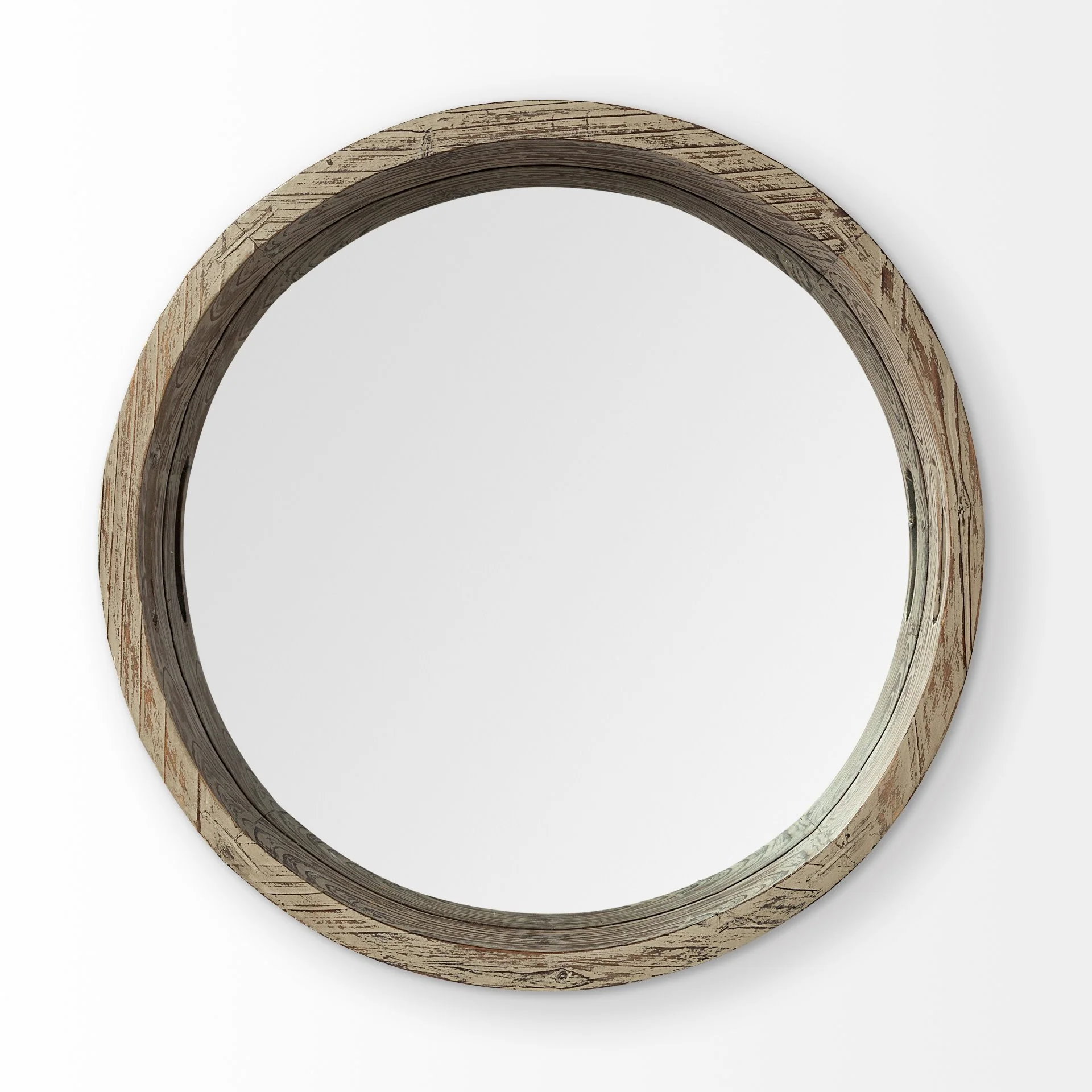 20' Round Natural Finish Wood Mirrored Glass Bottom Tray By Homeroots - Image 2