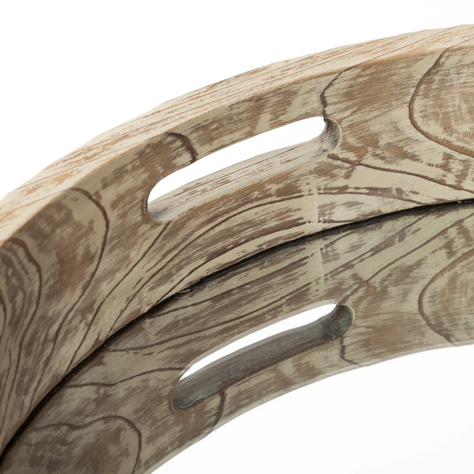 20' Round Natural Finish Wood Mirrored Glass Bottom Tray By Homeroots - Image 6
